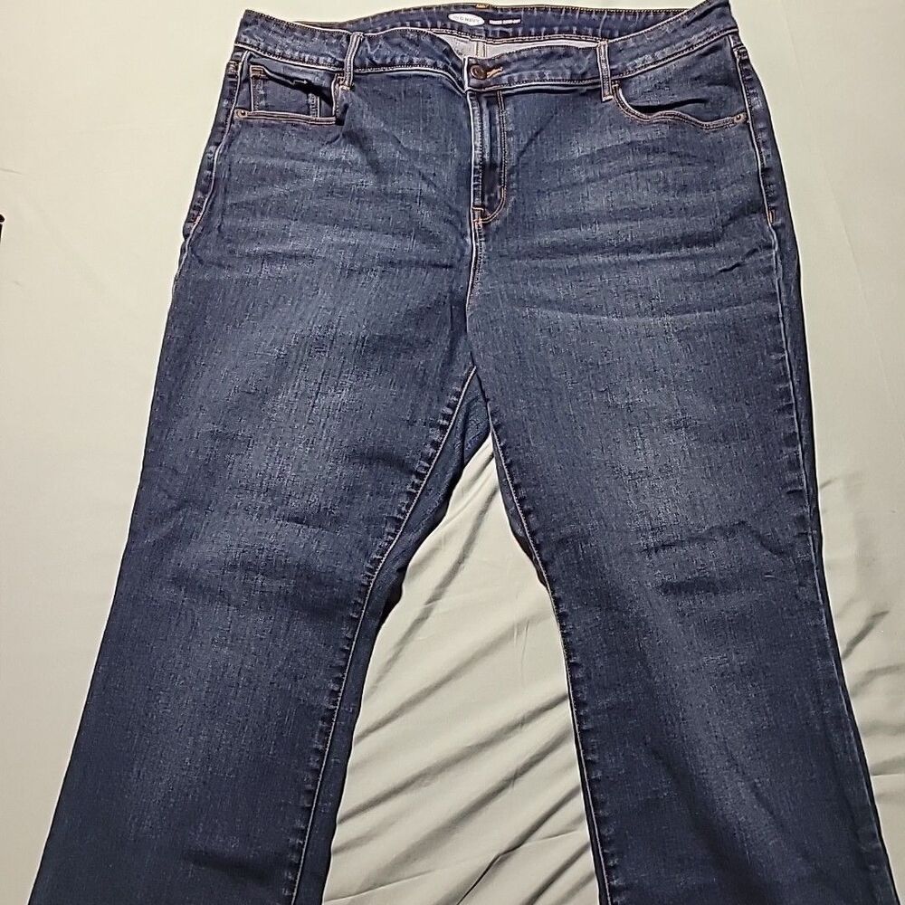 Old Navy Jeans Womens 18 Long Kicker Bootcut Stretch Blue Dark Wash High Rise